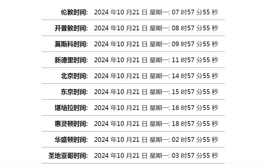 世界时间单页网站HTML源码-小菜博客